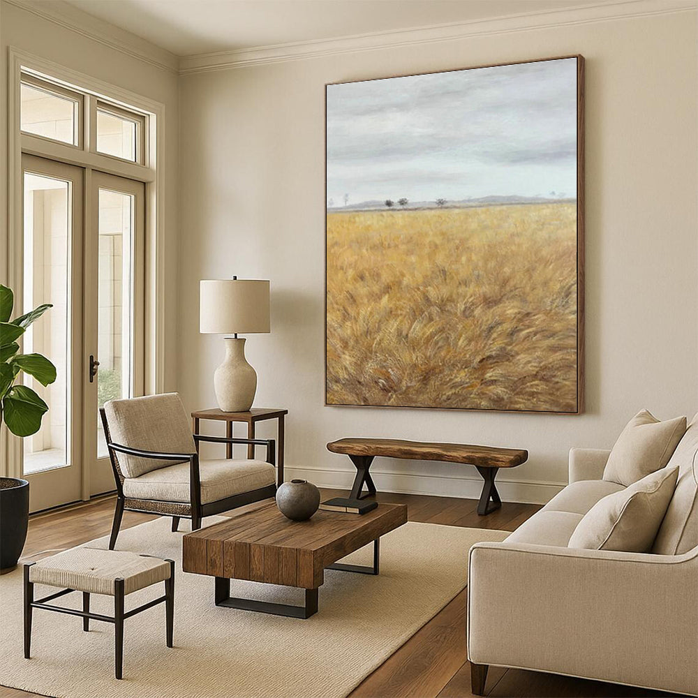 Golden Wheat Field Art for Farmhouse Kitchen & Harvest - Themed Restaurant DLZ2134