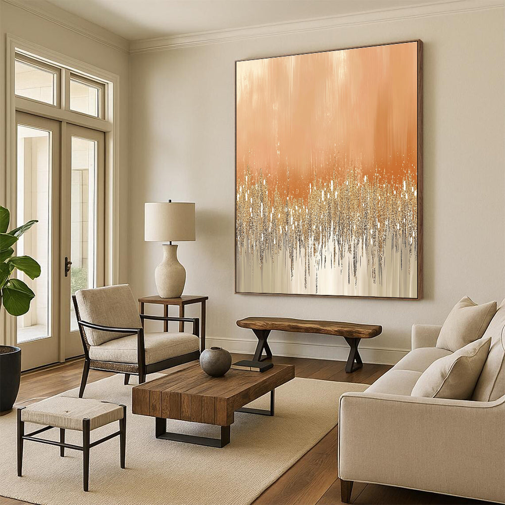 Glittering Orange and Gold for Luxury Hotel Lobby & Glamorous Home Entrance STSC980