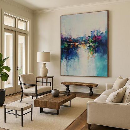 Abstract Cityscape with River for Modern Living Room & Travel - Lover’s Lounge STSC562