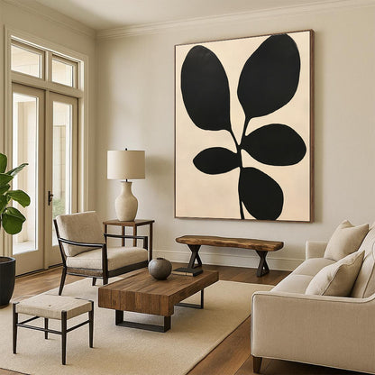 Bold Black Leaves for Minimalist Dining Room & Botanical - Themed Spa STSC1078