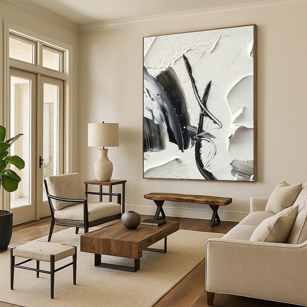Black - White Brushstroke Art 2 for Bedroom & Studio DLZ0373