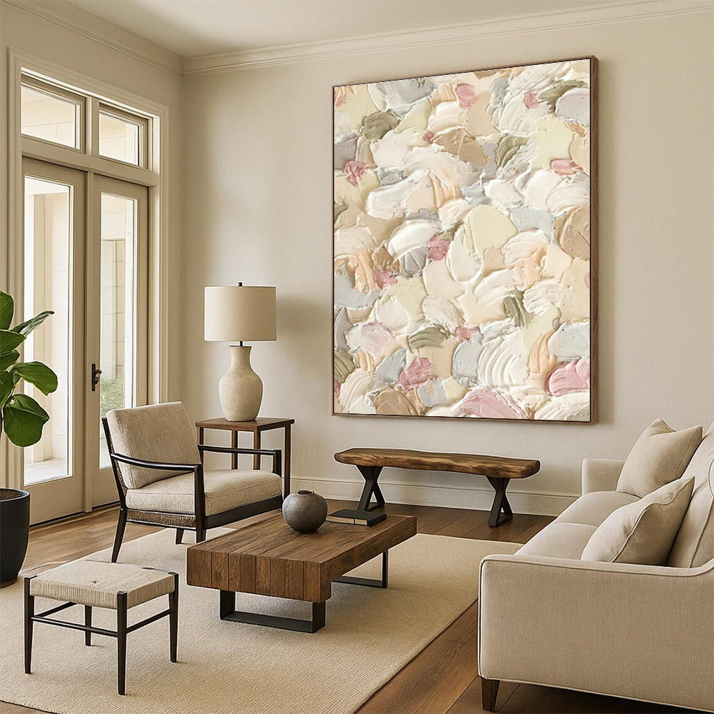 Pink - Green Floral Thick - Paint Art for Shabby - Chic Bedroom & Garden - Themed Tea Parlor DLZ0989