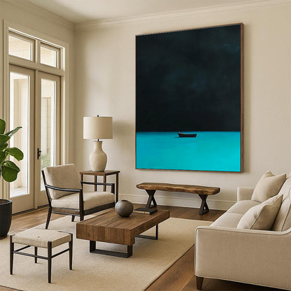 Boat on Dark Water for Serene Bedroom & Contemplative Library STSC1198