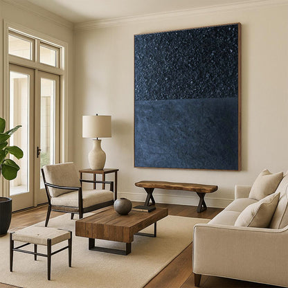 Black - Blue Textured Abstract Art for Industrial Loft & Art Studio DLZ1254