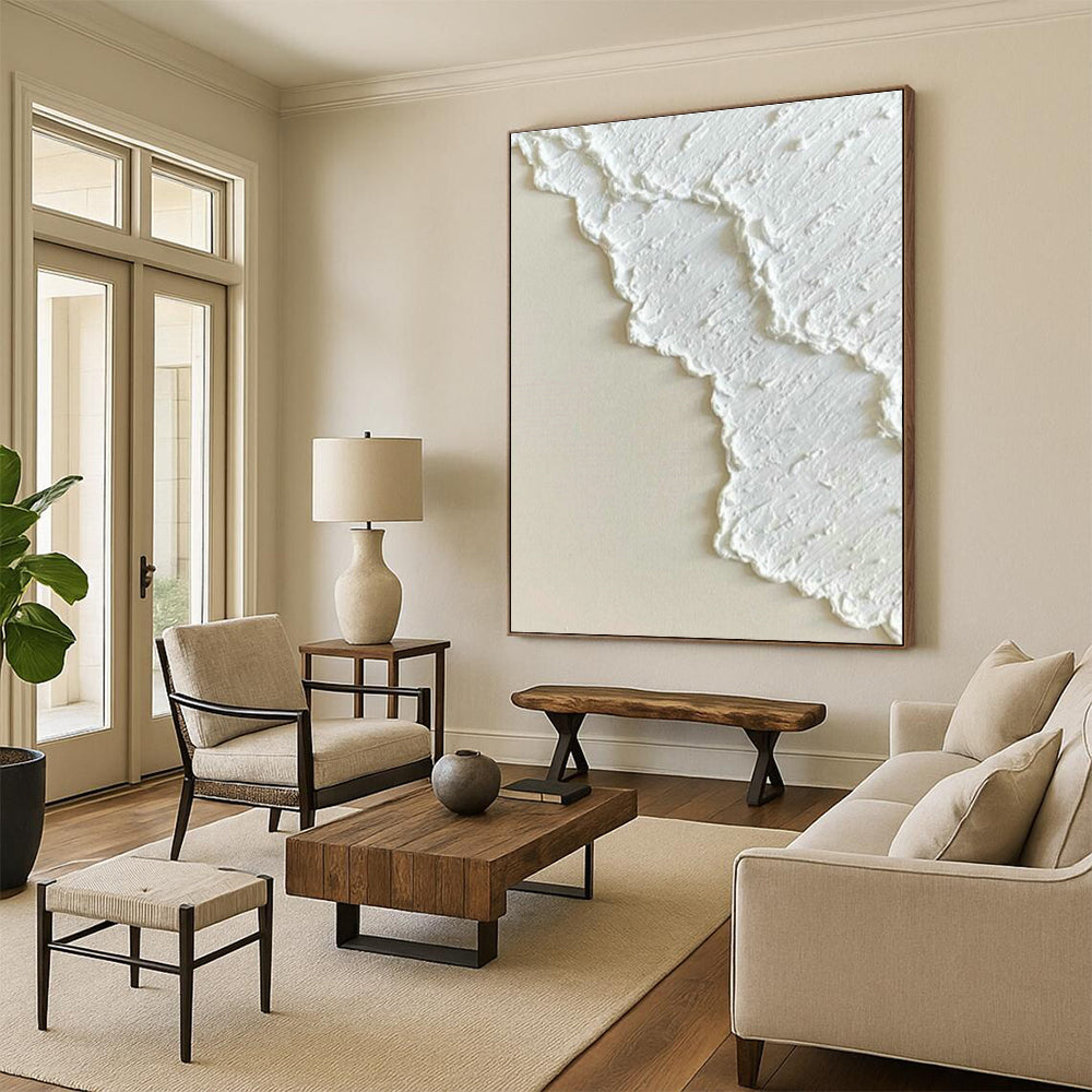 White Relief Art for Minimalist Bedroom Headboard Walls DLZ0264