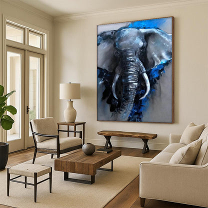 Blue - Accented Elephant Art for Safari Lodge & Wildlife Gallery DLZ2310