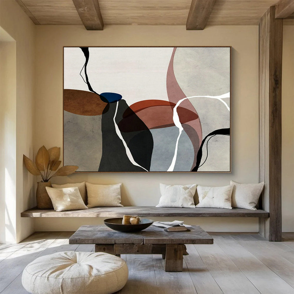 Curved Line Geometric Abstract Art for Artistic Studio DLZ2742