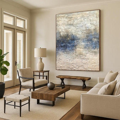 Gray - White - Blue Textured Art for Modern Art Studio & Spa - Inspired Home DLZ1862