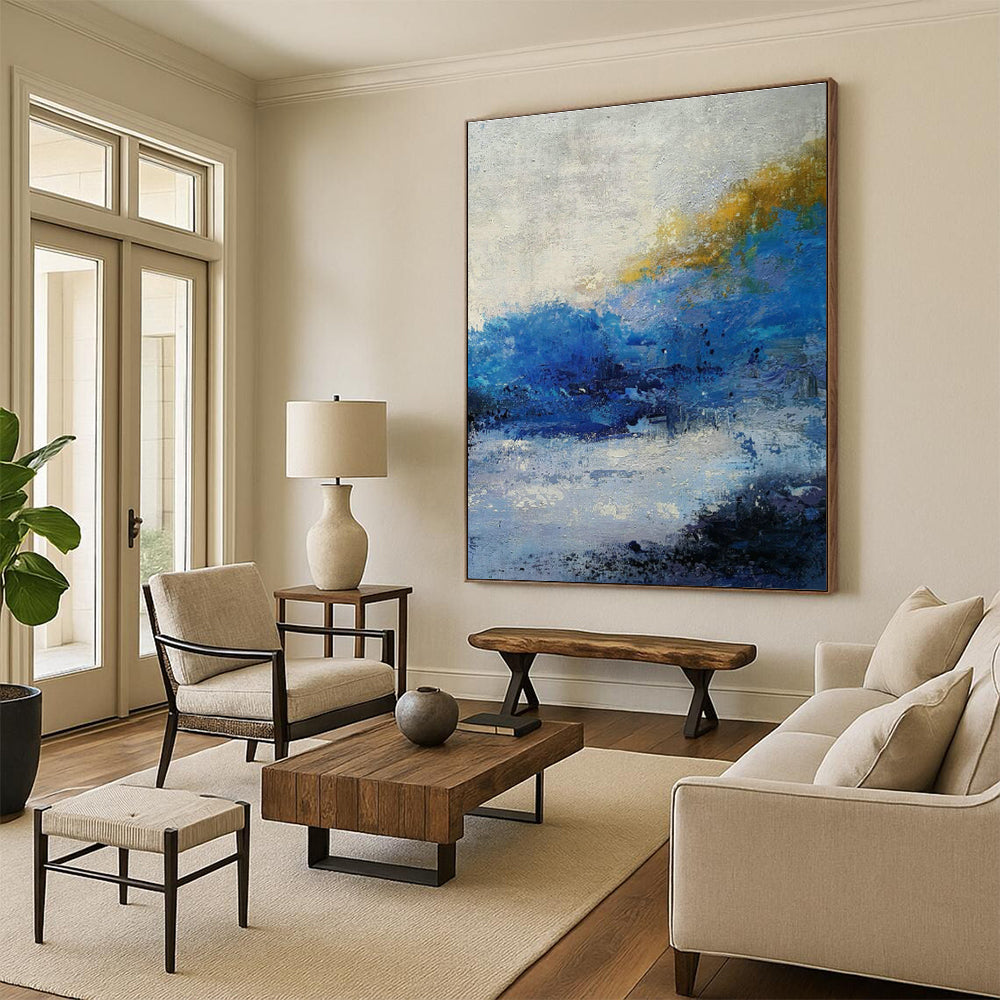 Blue - Tone Landscape Abstract Art for Living Room & Sunroom DLZ0545