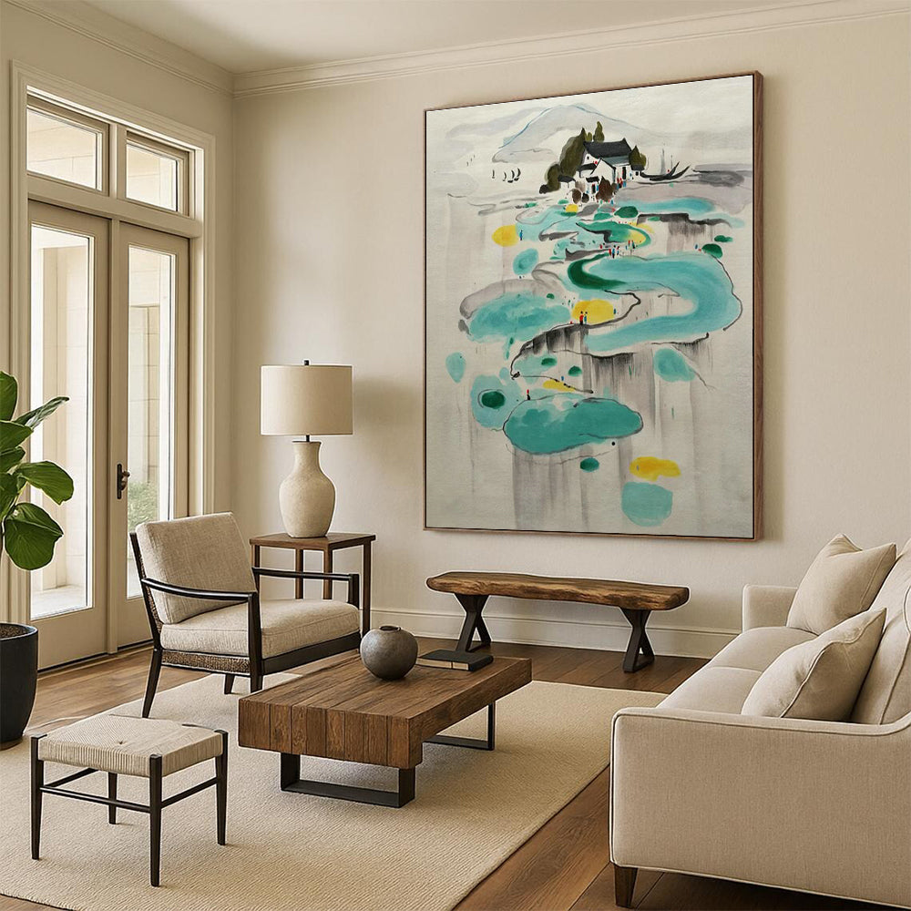 Ink - Wash Landscape Abstract Art for Oriental - Style Teahouse & Traditional Residence DLZ2284