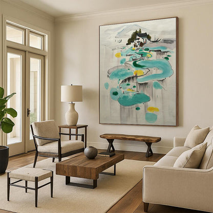 Ink - Wash Landscape Abstract Art for Oriental - Style Teahouse & Traditional Residence DLZ2284