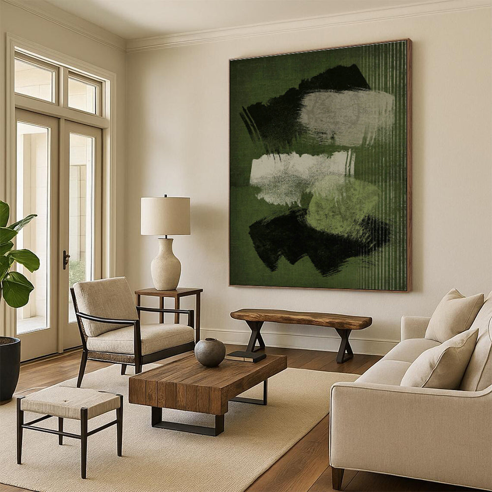 Expressive Green Brushstroke Art for Industrial - Style Loft & Artistic Workplace DLZ1379