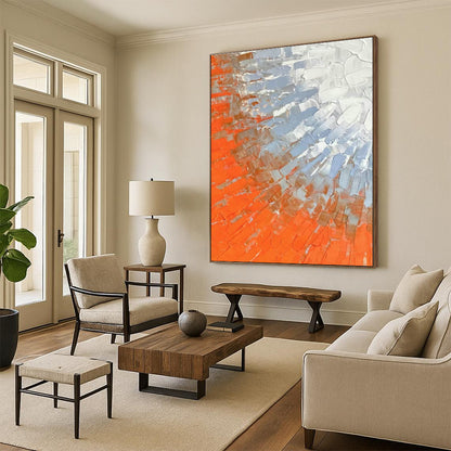 Orange and Blue Textured Art for Rooftop Terrace & Fitness Studio DLZ0613