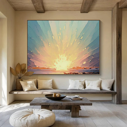 Vibrant Sunrise Abstract Art for Inspirational Yoga Studio DLZ3049