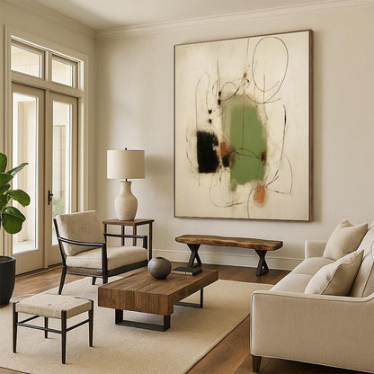 Green, Black & Brown Abstract Art for Nature - Inspired Yoga Studio & Earth - Toned Home Living Room DLZ0829