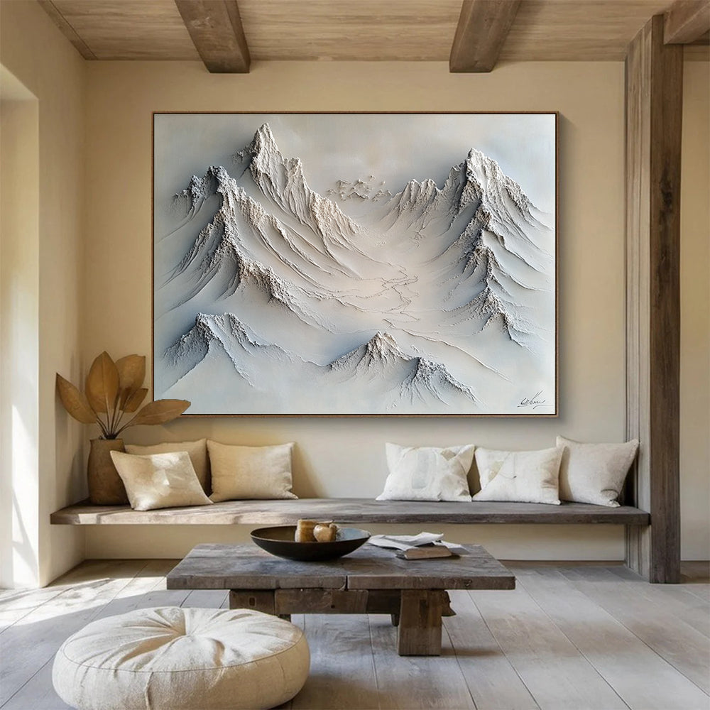 3D White Mountain Sculpture Art for Luxury Ski Lodge & Nature - Lover’s Home SC509