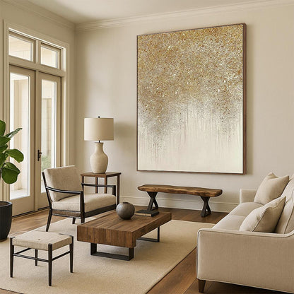 Gold - Silver Drip Art for Living Room & Bedroom DLZ0437