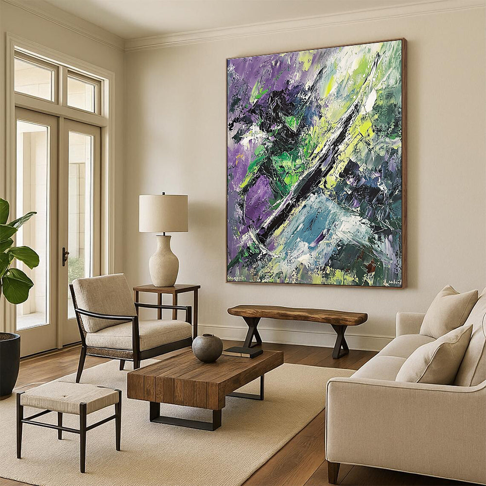 Abstract Green and Purple for Modern Art Studio & Bohemian Living Room STSC881