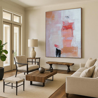 Pink - Orange Abstract Art for Bedroom & Dining Room DLZ0334