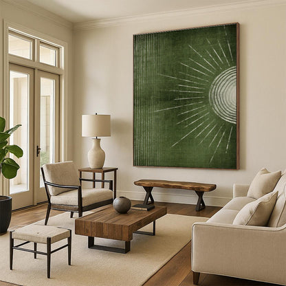 Minimalist Sunburst Art for Japandi Living Room & Yoga Studio DLZ1370