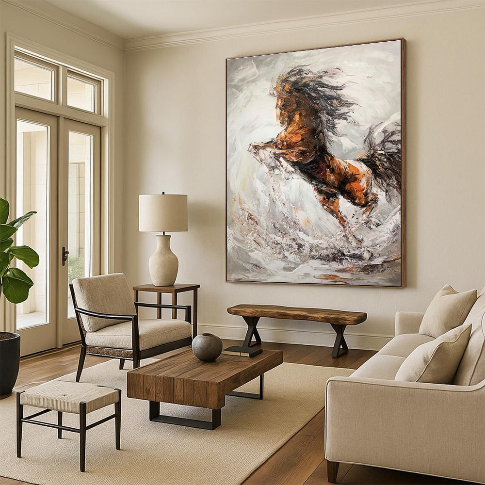 Rearing Horse Dynamic Art for Equestrian Club Lounge & Bold Home Office DLZ2131