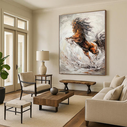 Rearing Horse Dynamic Art for Equestrian Club Lounge & Bold Home Office DLZ2131