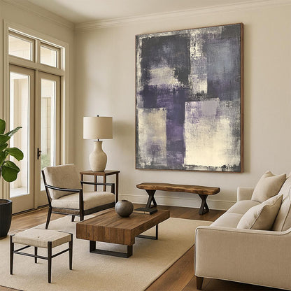 Serene Purple - Gray Blocks Art for Library & Meditation Room STSC682