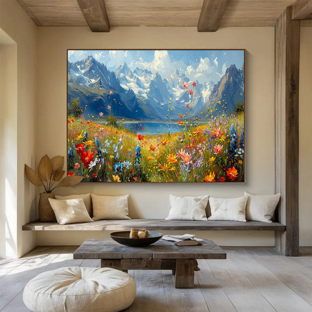 Flower - Filled Landscape Oil Painting for Garden - Inspired Living Spaces DLZ2640