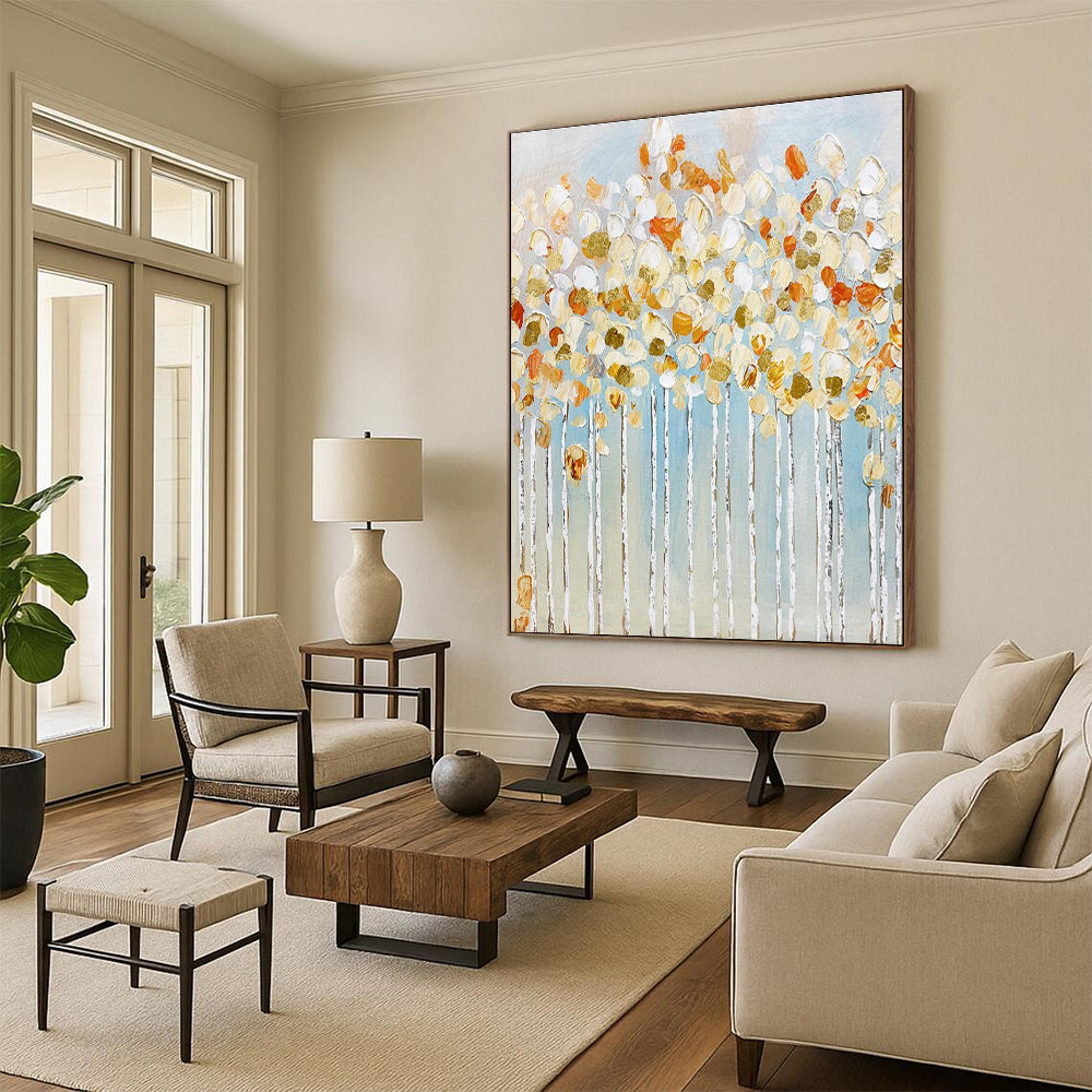 Golden Floral Tree Art for Bohemian Bedroom & Luxury Spa DLZ2161