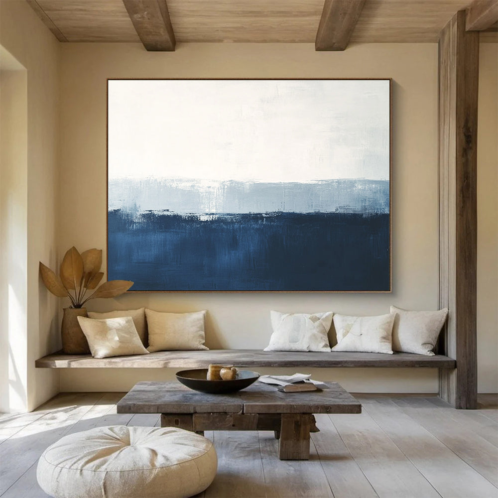 Blue - White Abstract Art for Meditation Space & Minimalist Bedroom SC027