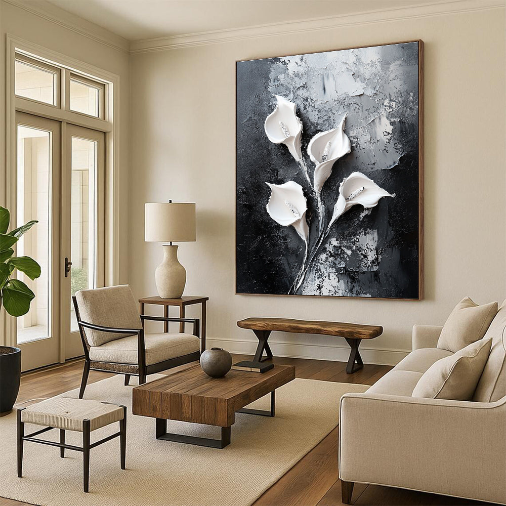 Textured Flower Relief for Sophisticated Home Dining Room & High - End Floral Art Space STSC509