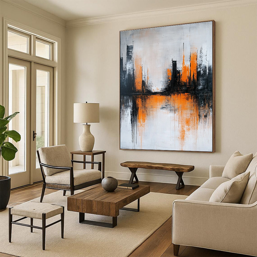 Orange - Highlighted City Reflection for Modern Dining Room & Art - Inspired Lounge STSC225