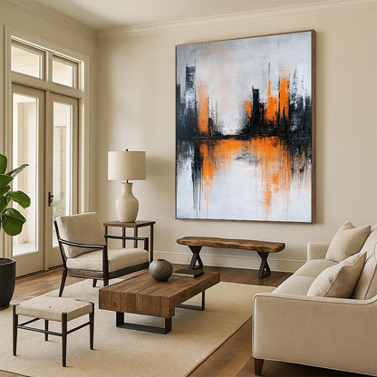Orange - Highlighted City Reflection for Modern Dining Room & Art - Inspired Lounge STSC225
