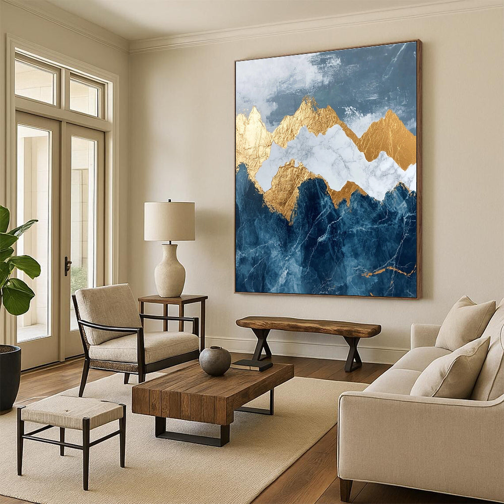 Golden - Mountain Marble Art for Luxury Hotel Suite & High - End Spa STSC122