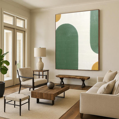 Green - Gold - White Relief Art for Tropical - Themed Home & Eco - Friendly Café DLZ1177