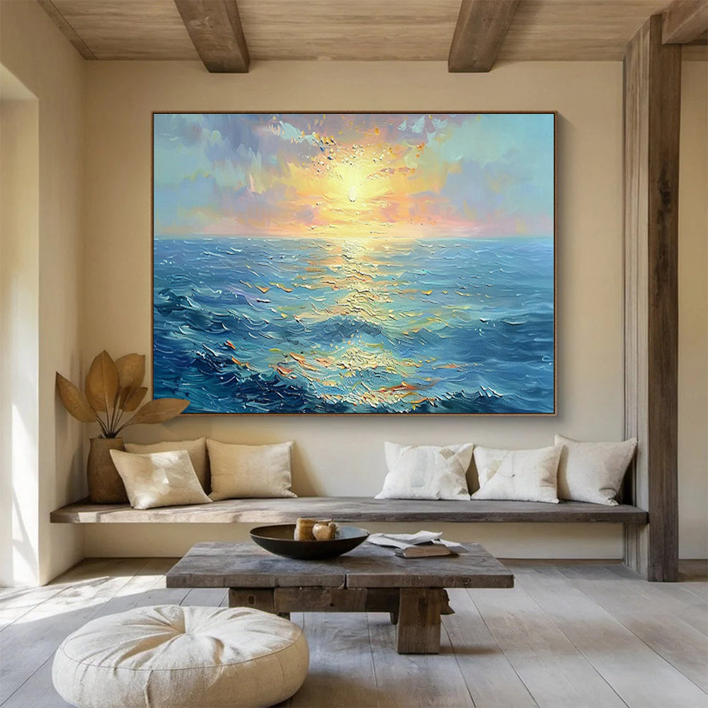 Sea Sunrise Oil Painting for Beach Resort Hotel Lobby Areas DLZ3144