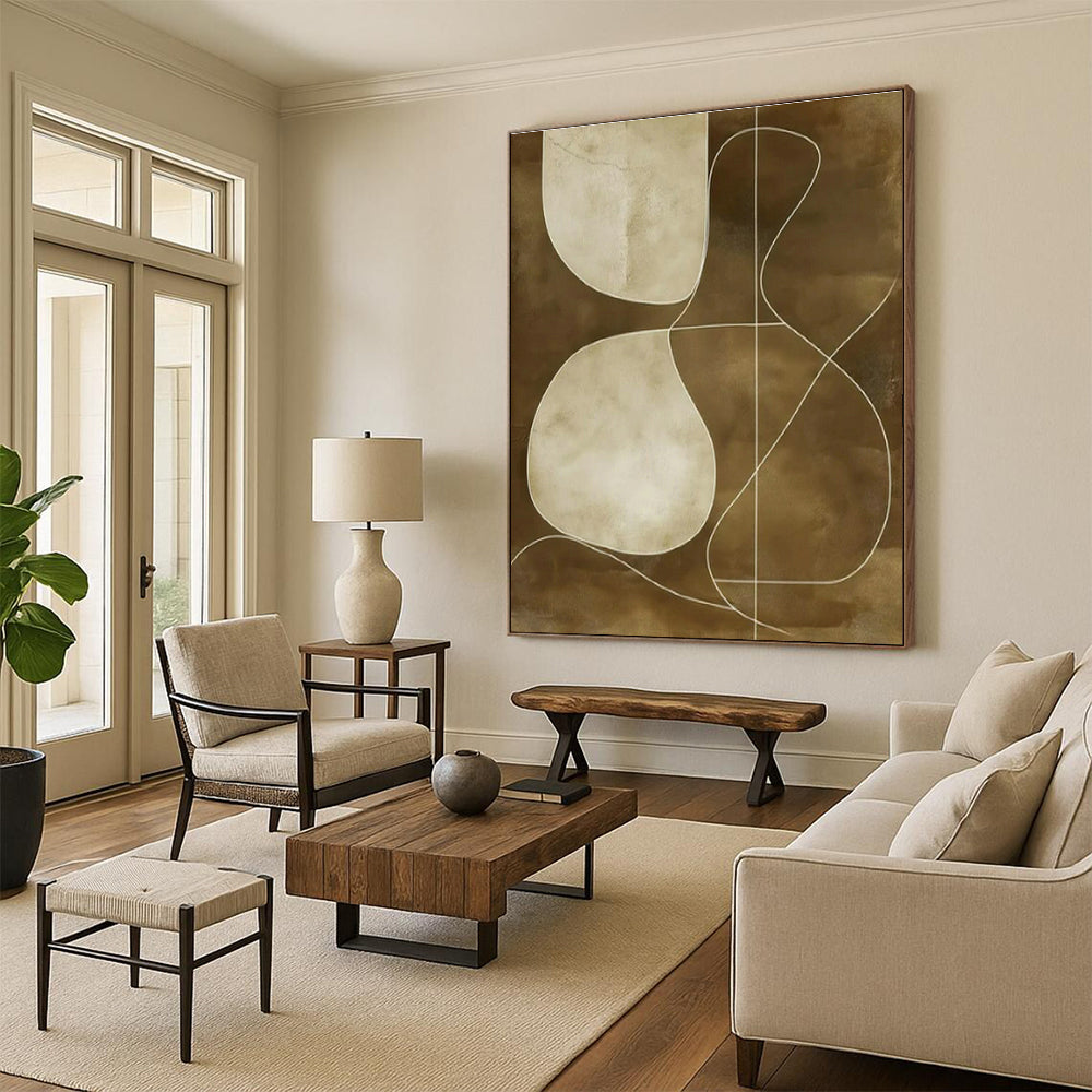 Brown - White Geometric Abstract Art for Minimalist Home Office & Art Gallery Lounge DLZ1838