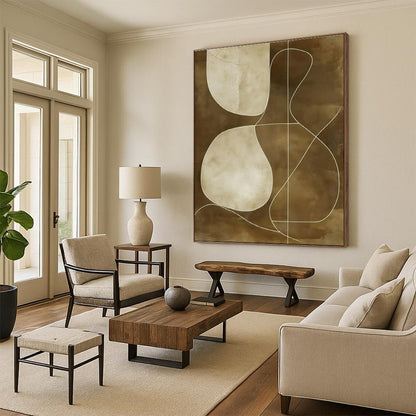 Brown - White Geometric Abstract Art for Minimalist Home Office & Art Gallery Lounge DLZ1838