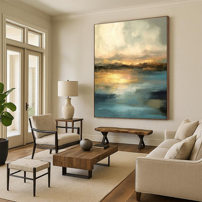 Golden Sunset Seascape Art for Beachfront Restaurant & Luxury Yacht Club DLZ1802