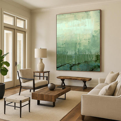 Green - Toned Misty Art for Nature - Inspired Library & Eco - Conscious Café DLZ0959