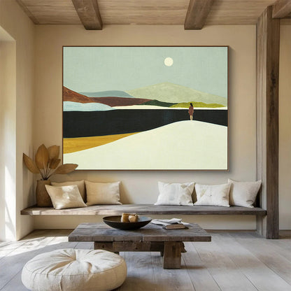Moonlit Figure Landscape Art for Serene Bedroom Retreats DLZ3123