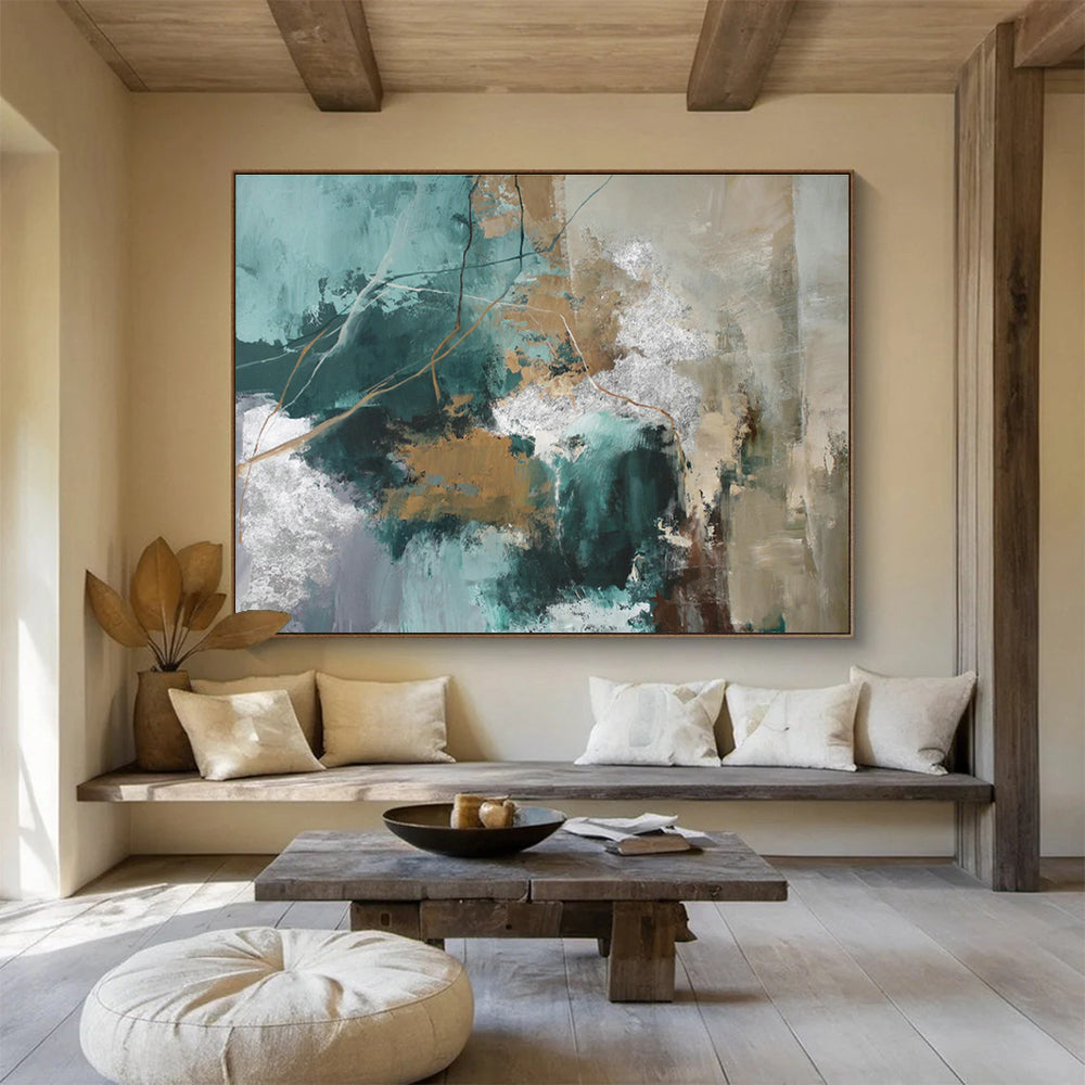 Green - Gold Abstract Mood Art for Nature - Themed Spa DLZ2897