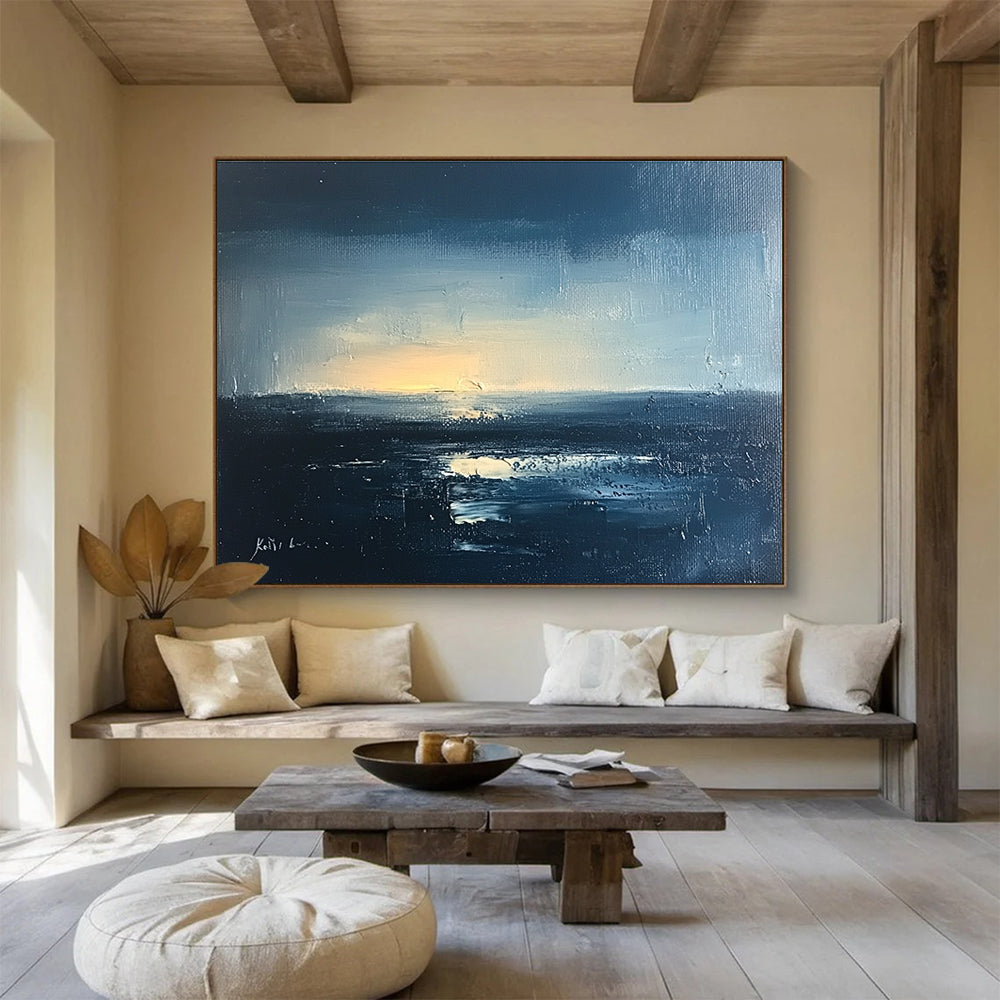 Dark Sea Sunset Art for Nautical - Themed Bar & Coastal Home Library SC068