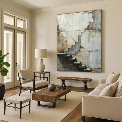 Weathered Wall & Stairs Realistic Art for Living Room & Office Hallway DLZ0523