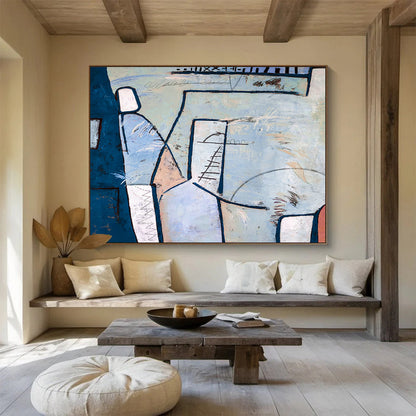 Blue - Gray Abstract Art for Coastal - Inspired Hotel Room DLZ2931