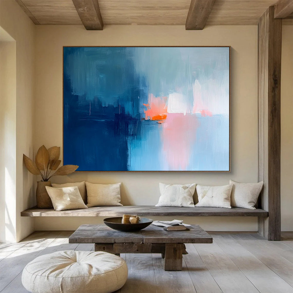 Blue - Toned Abstract with Coral Art for Coastal Home Office & Seaside Café SC253