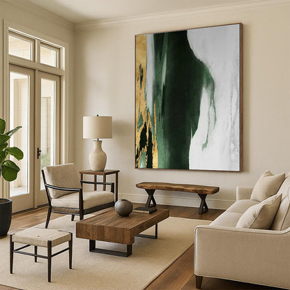 Gold & Green Fusion Abstract Art for Modern Living Room & Boutique Hotel Lounge DLZ1211