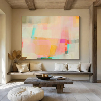 Pink - Orange Geometric Abstract Art for Chic Living Rooms DLZ2413