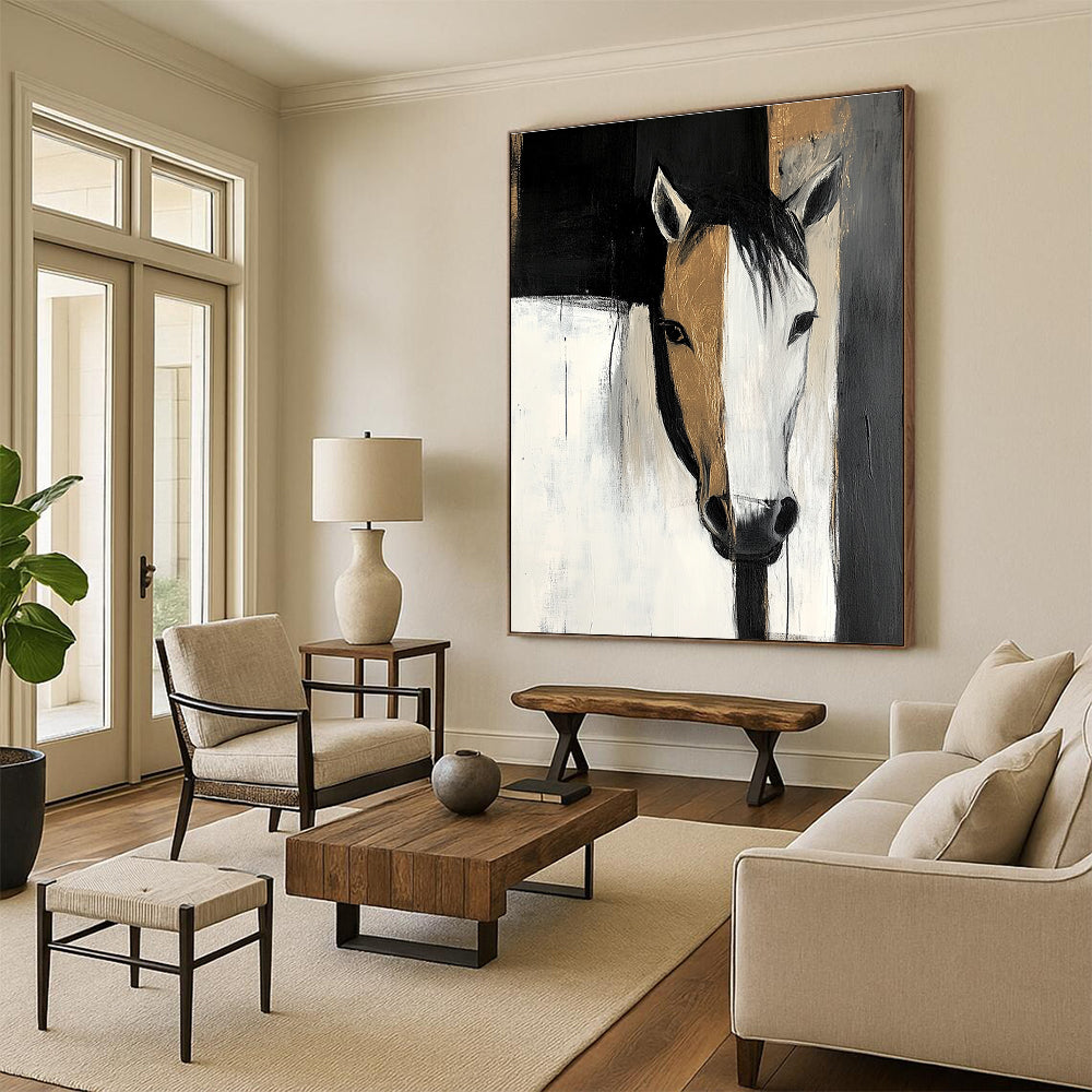 Two - Toned Horse Portrait for Rustic Home Décor & Equestrian - Themed Studio STSC214