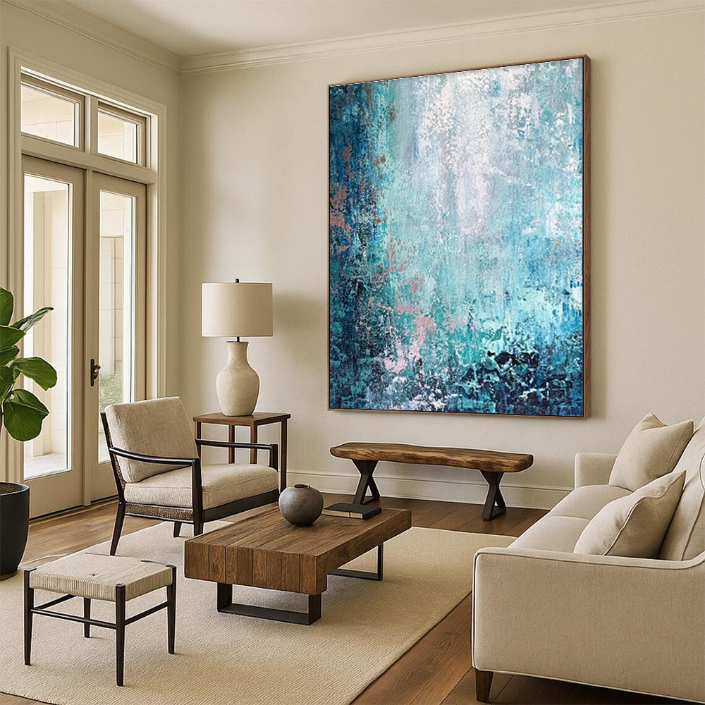 Blue - Pink Abstract Art for Beach House Balcony Spaces DLZ0074
